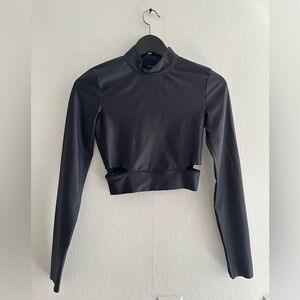 Black Long Sleeve Crop Top